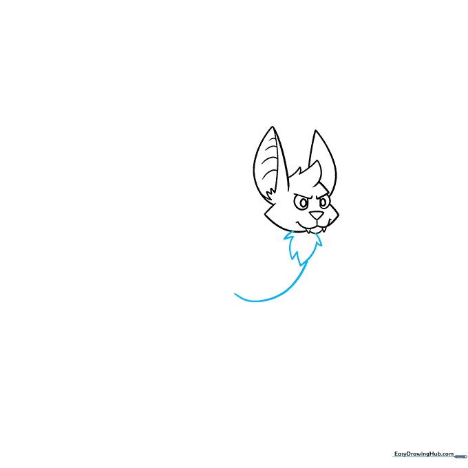 Sketch showing the addition of a furry chest and a rounded belly line.
