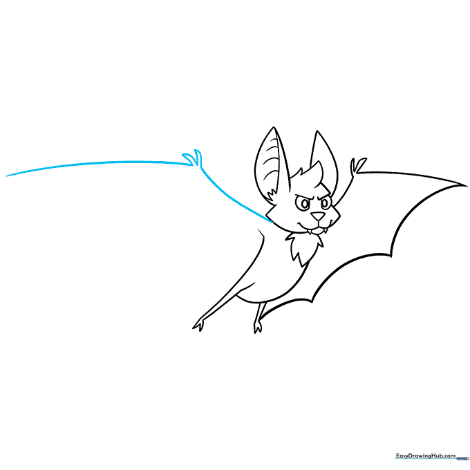 Sketch showing the addition of the second wing to the bat's body.