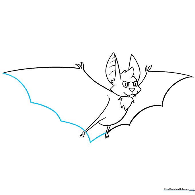 Final line art of the completed bat drawing.