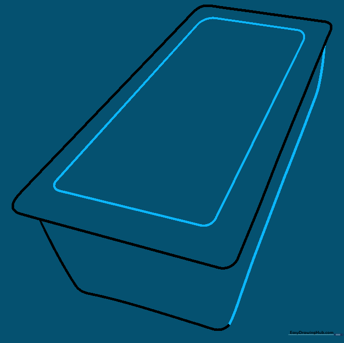 Drawing a smaller rectangle inside the first to show the depth of the bathtub.