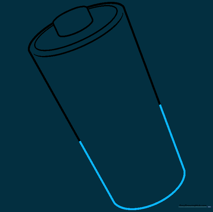 The bottom of the battery is closed off with a curved line, completing the basic cylindrical shape.