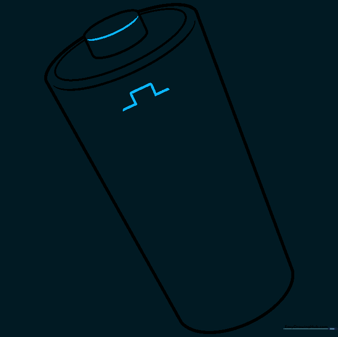 A small plus sign outline is added to the side of the battery body.