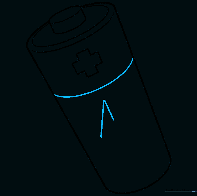 A curved line and the start of a lightning bolt shape are added to the center of the battery.