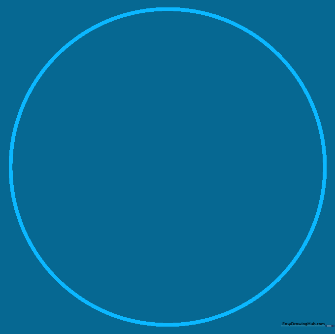 A light pencil sketch of a large circle representing the outline of a beach ball.