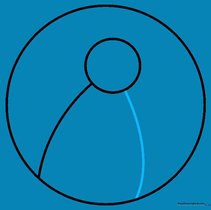 A second curved line added to form the first completed panel of the beach ball.