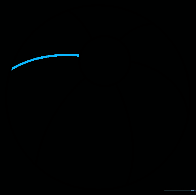 A sixth curved line added to complete the six-panel beach ball design.