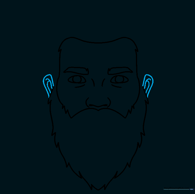 Adding ears to the side of the head sketch