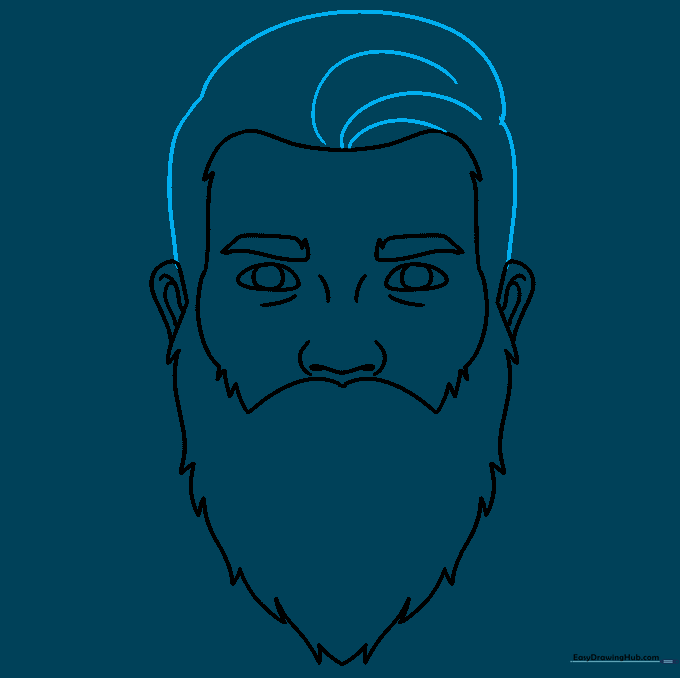 Adding hair to the top of the head with texture lines