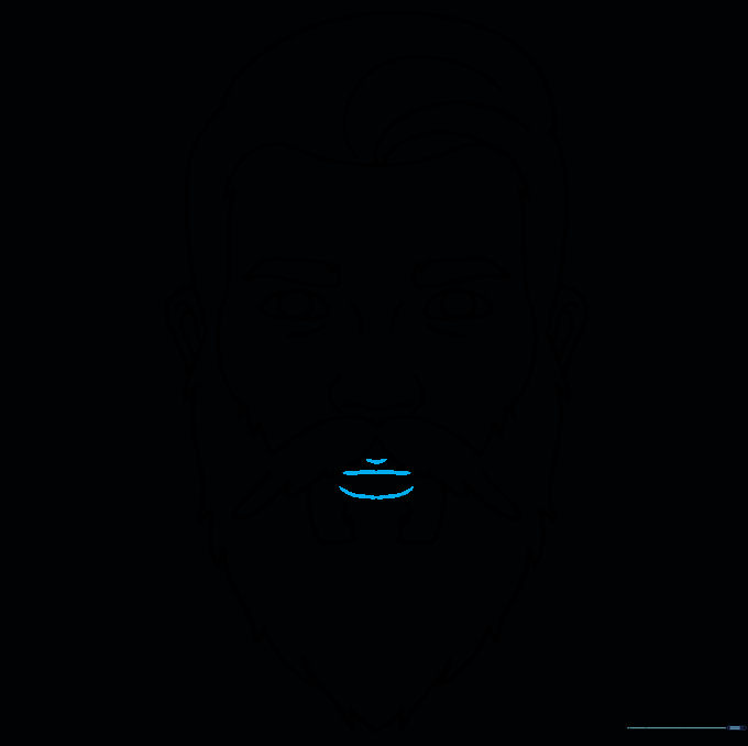 Adding the lips to the face under the mustache