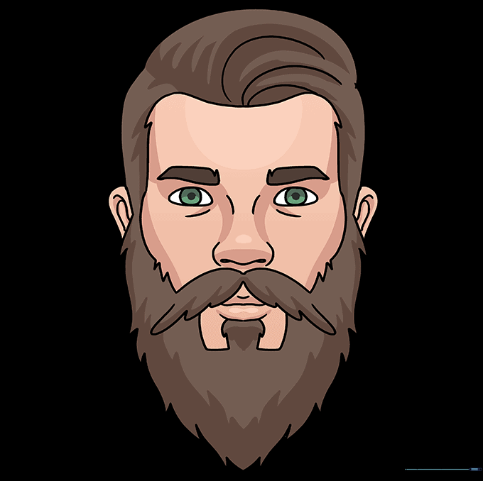 Final colored illustration of a man with a full beard