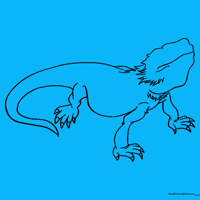 Adding texture to the lizard's back with spikes and circular scale patterns.