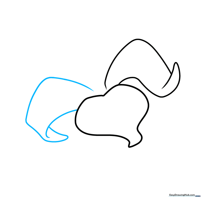 Drawing the right-side petals with curved lines and triangular tips.