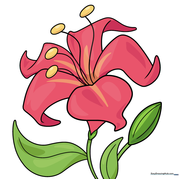 Final inked outline of the beautiful flower drawing.