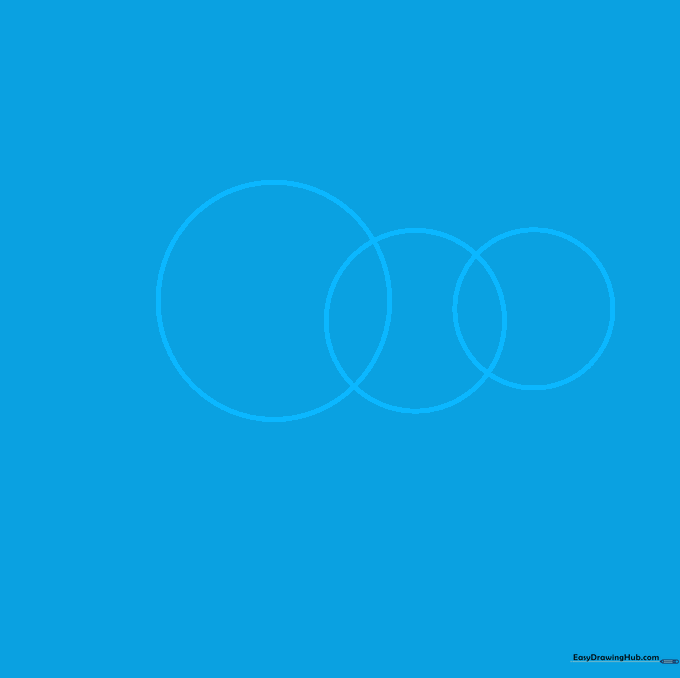 Three overlapping circles drawn in pencil to serve as the structural guide for a beaver's head and body.