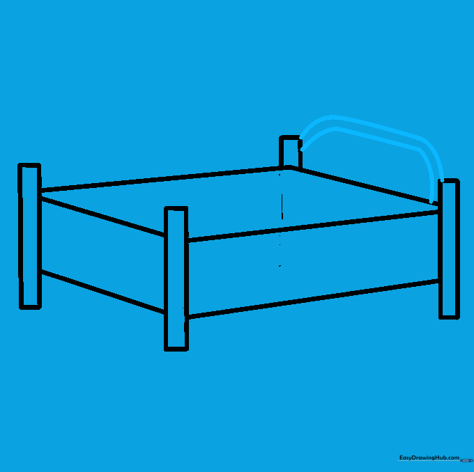 A curved arch line connecting the two rear bedposts to form a headboard.