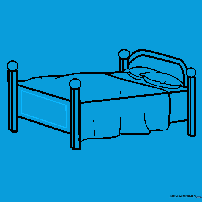 A smaller rectangle drawn inside the footboard to create a panel detail.