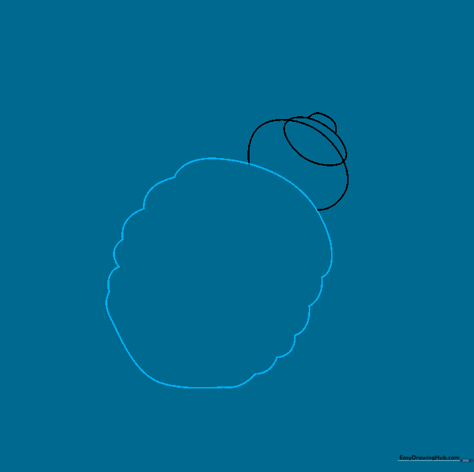 A series of curved lines forming the large, rounded abdomen of the insect.