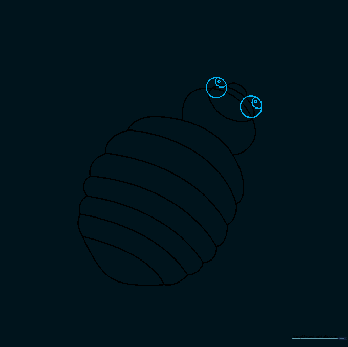 Two large cartoon eyes with pupils added to the head section of the bed bug.