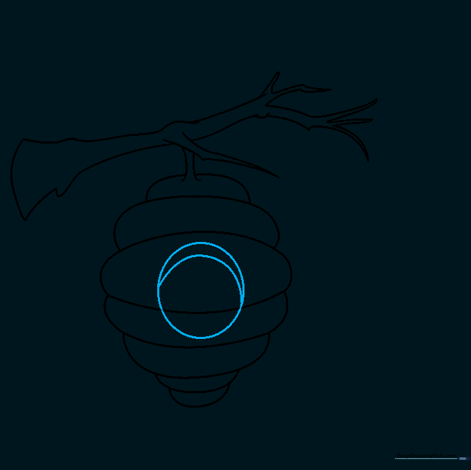 Beehive outline with a circular entrance hole added to the center.