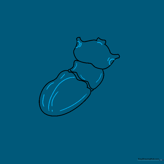 Beetle drawing showing eye placement and the central wing seam.
