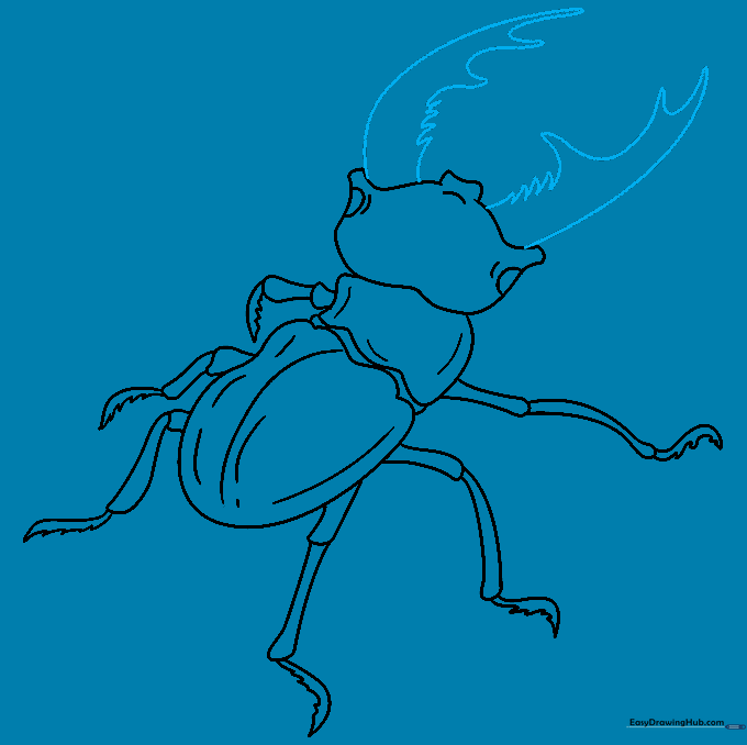 Adding large, curved mandibles to the front of the beetle's head.
