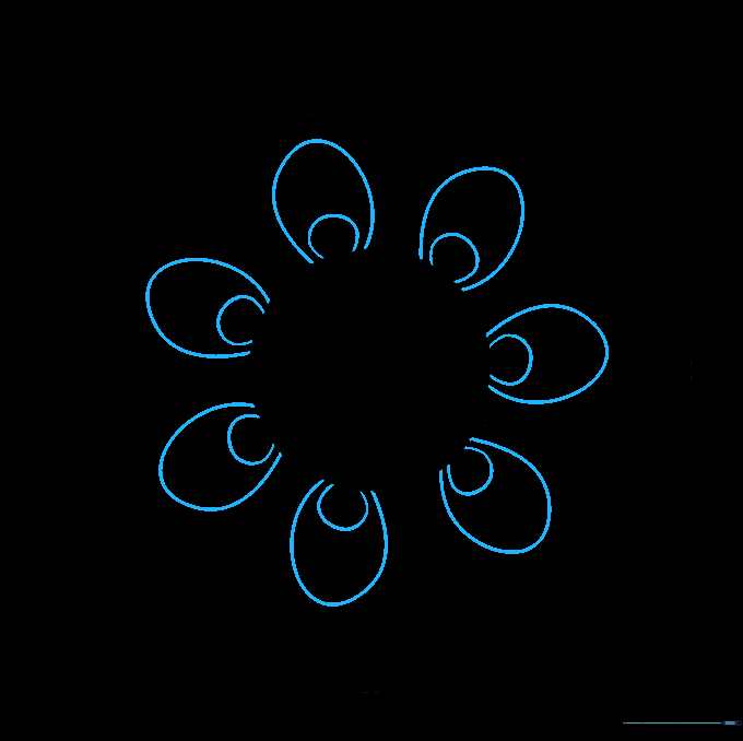 Detailed petal shapes with small circles and ovals added inside each one.