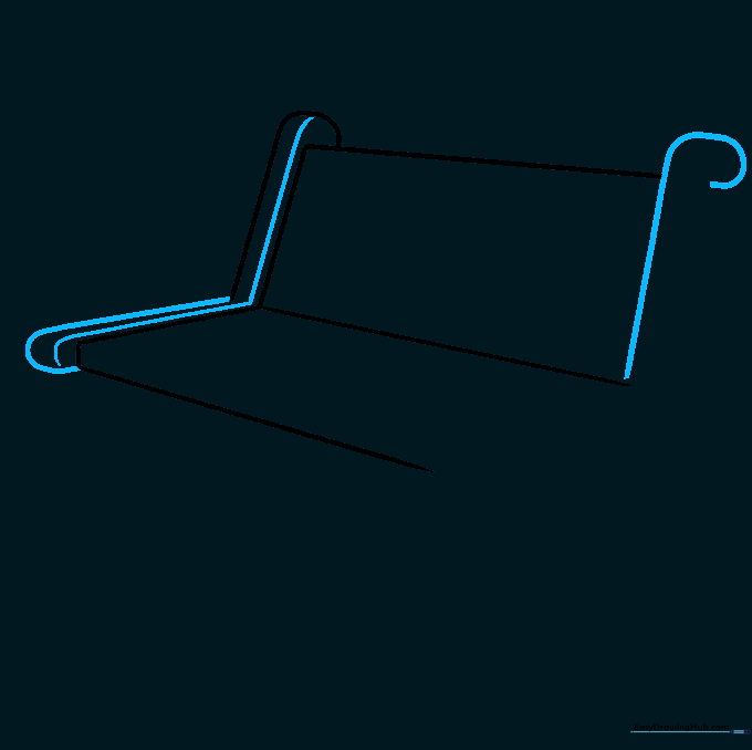 Adding curved lines to the side of the bench to create the side wall profile.