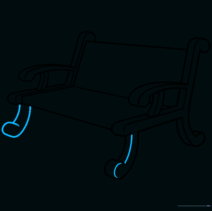 Adding final details to the bench legs to show three-dimensional volume.