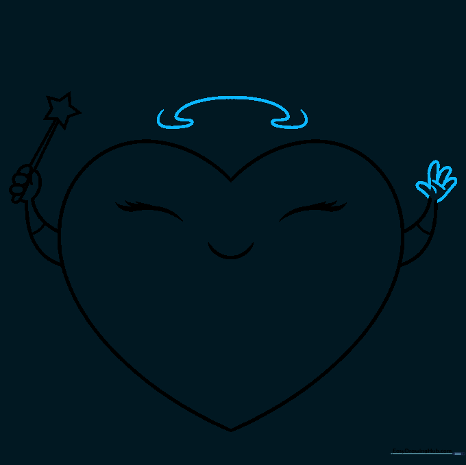 A crown base being sketched above the heart character's head.
