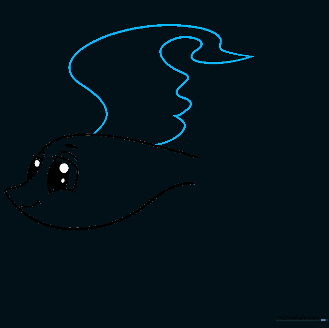 Adding the long, wavy dorsal fin to the top of the fish body.