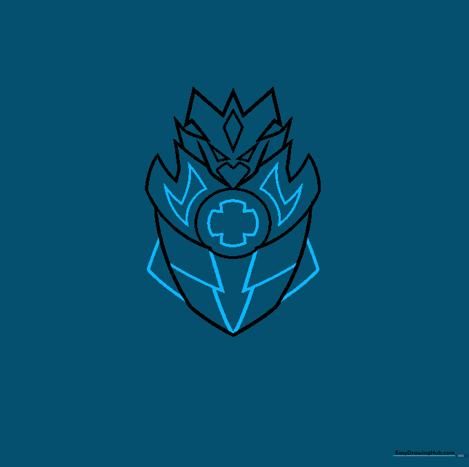 Adding geometric details and a plus sign to the Beyblade core.