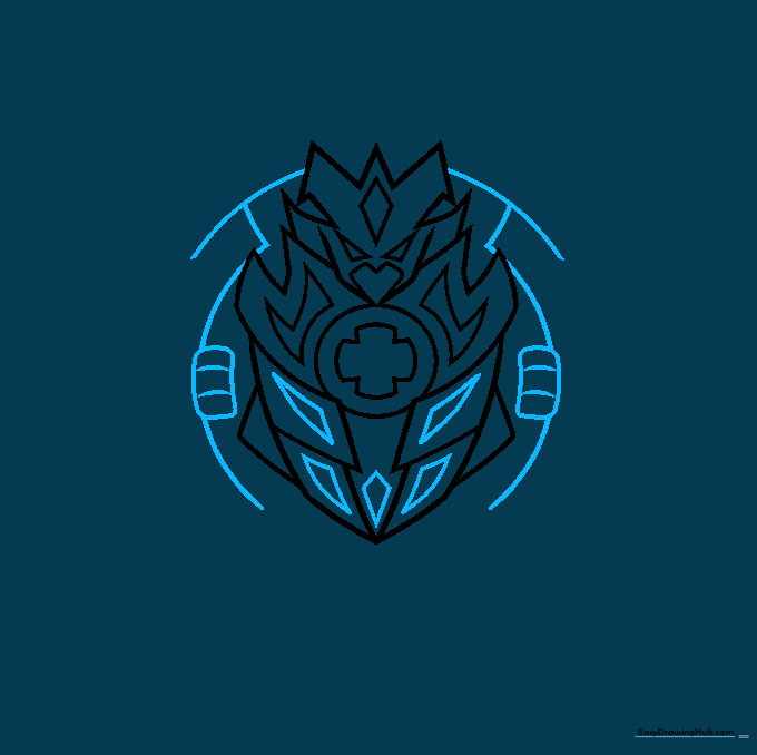 Sketching the circular base and rectangular side panels of the Beyblade.