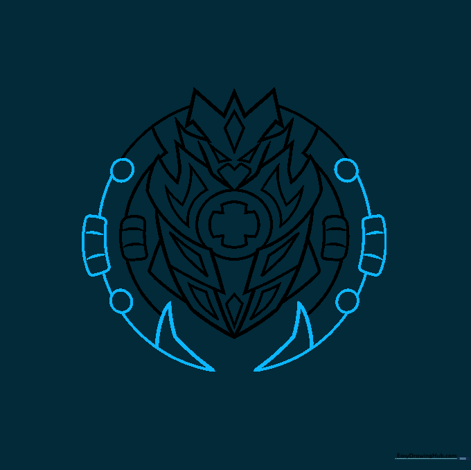 Adding layers to the Beyblade base with circles and bent triangles.