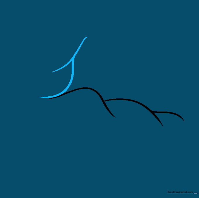 Drawing showing the forearm muscles being added with two overlapping curved lines.