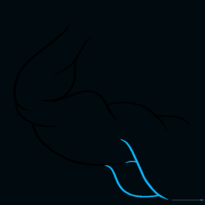 Drawing showing the armpit and chest connection lines being added to the figure.