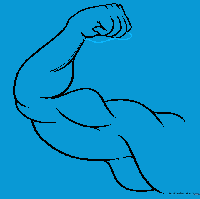 Drawing showing the finished outline of the hand and thumb.