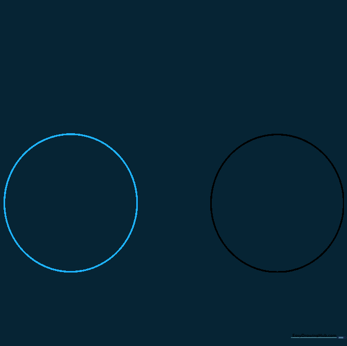 Two identical circles side by side, forming the front and back wheels of a bicycle.