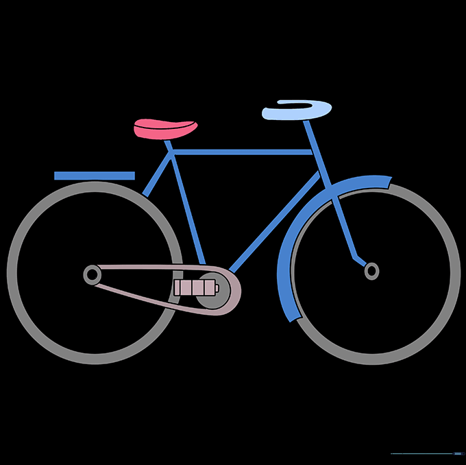 A fully colored, finished bicycle drawing.