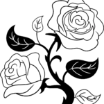 A beautiful, finished black and white rose drawing, showcasing clean lines and soft shading.
