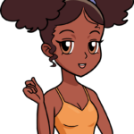 Colorful illustration of a stylish black anime girl, the final result of the tutorial.