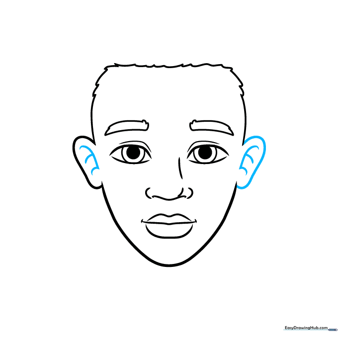 Adding the second ear and inner ear details to complete the head outline.
