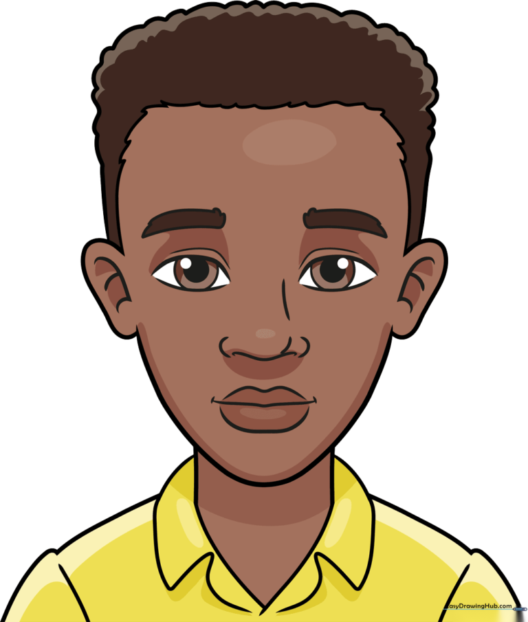 Colorful illustration of a young boy, representing the final result of the drawing tutorial.