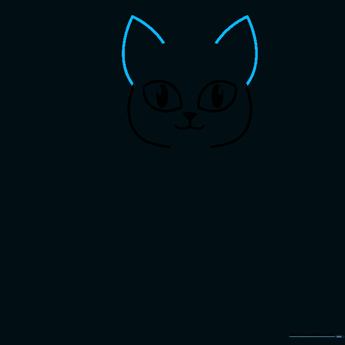 Cat head outline with two triangular ears added on top.