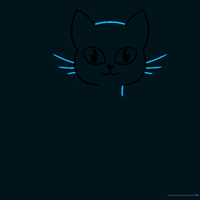Cat head with whiskers and a neck line added.