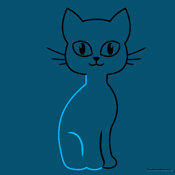 Full body outline of the cat with rounded feet.