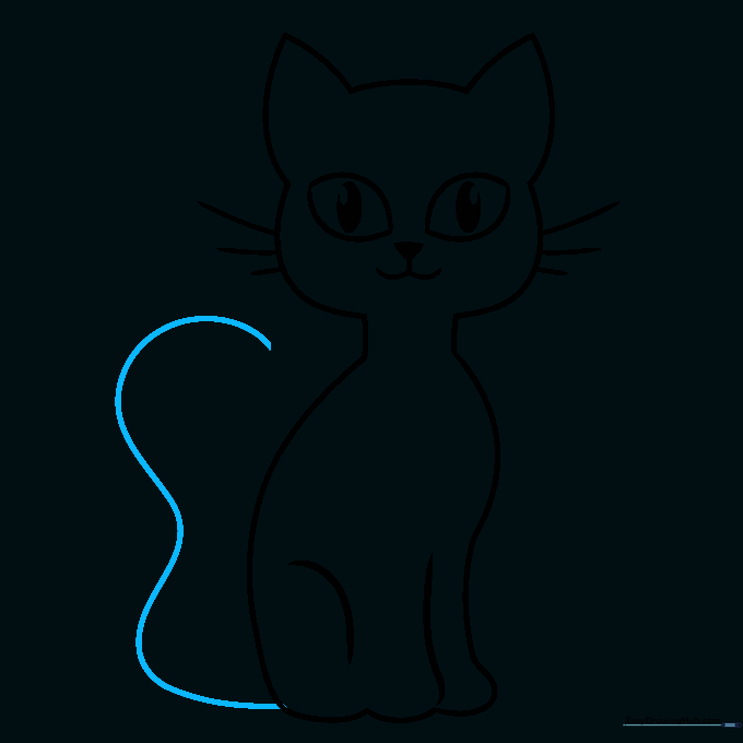 Cat body with a long, curved tail added.