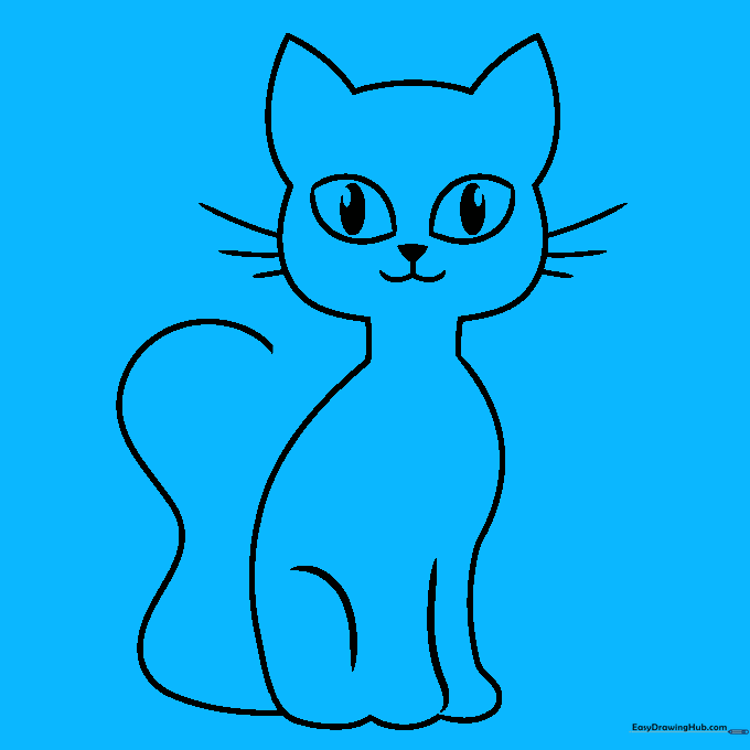 Completed cat outline with a finished tail.