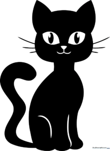A friendly, cartoon-style black cat illustration for kids.
