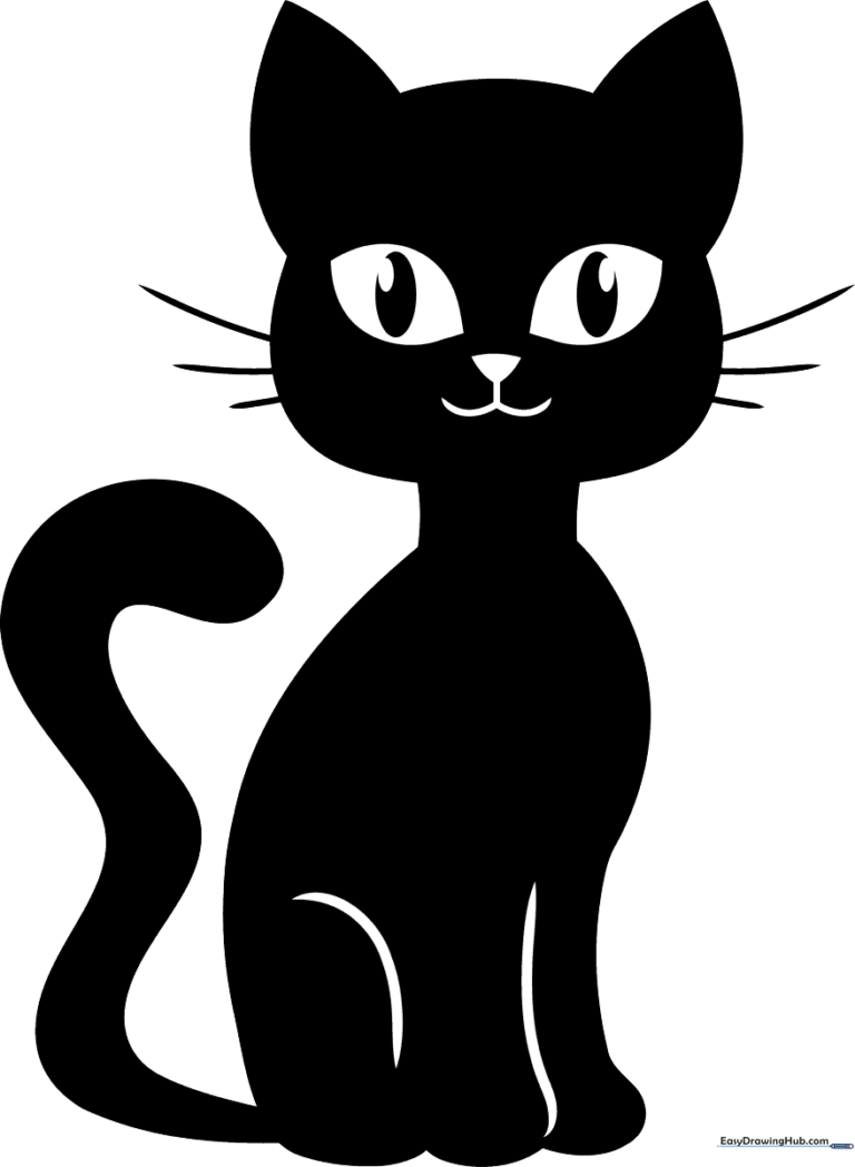 A friendly, cartoon-style black cat illustration for kids.