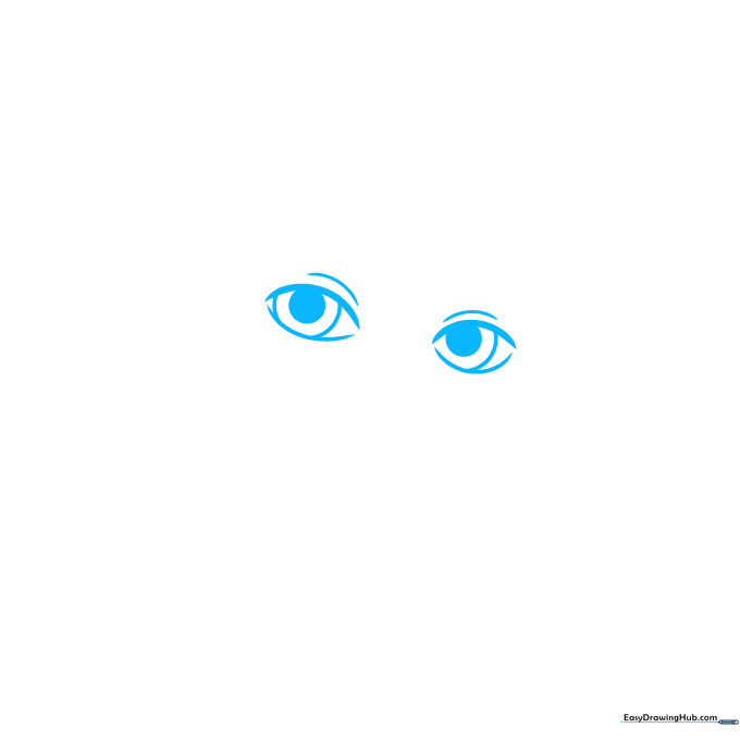 Close-up sketch of two almond-shaped eyes with eyelids and pupils on white paper.